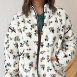 Floral Sherpa Jacket- Cream