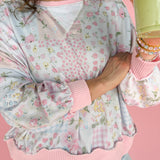 Patchwork Floral Top- Pink