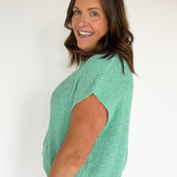 The Lucy V Neck Short Sleeve Top- Mint
