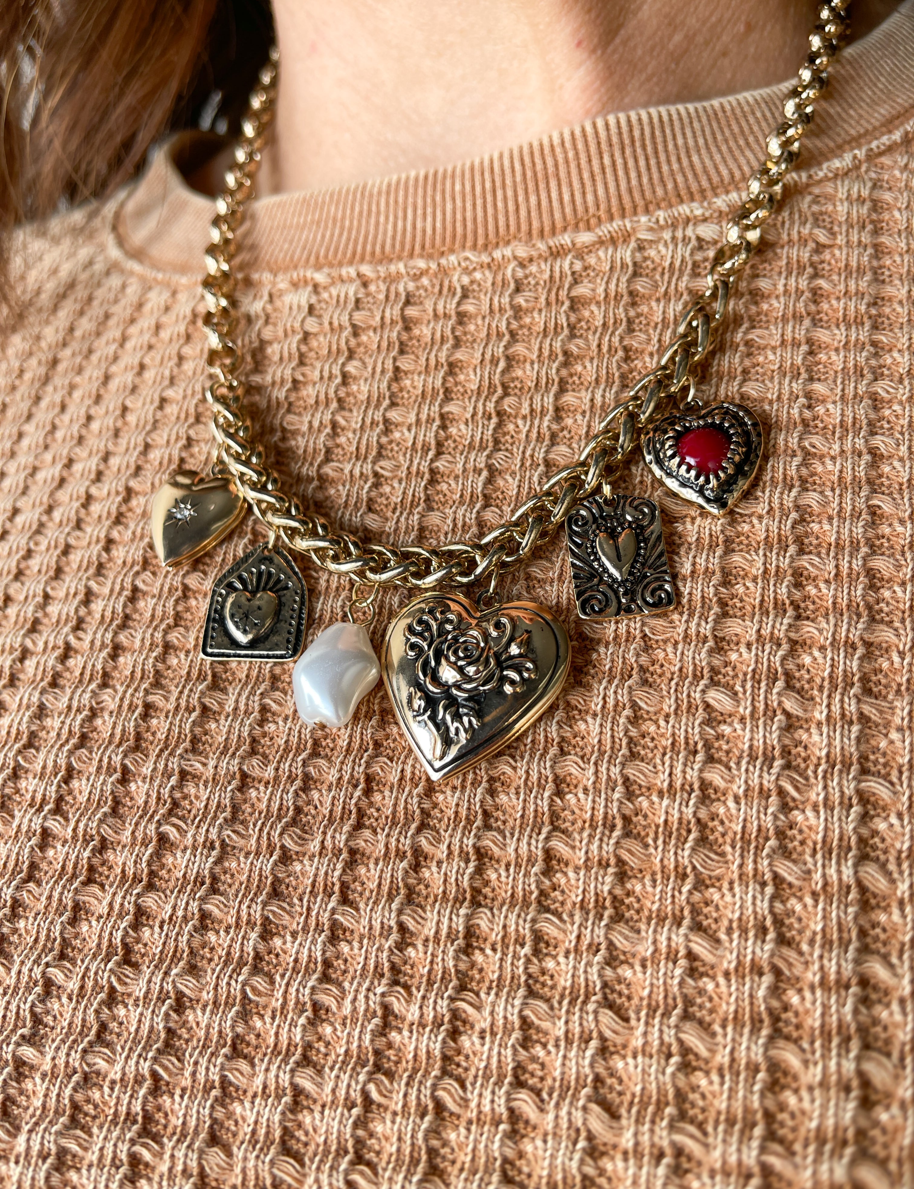 Heart Charm Necklace- Gold - Ana Patricia Boutique