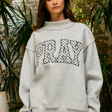 Embroidered PRAY Mock Neck