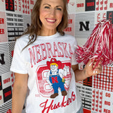 Huskers Club Mascot  Tee: White - Ana Patricia Boutique