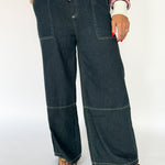 Wide Leg Denim Pants- Dk Denim - Ana Patricia Boutique