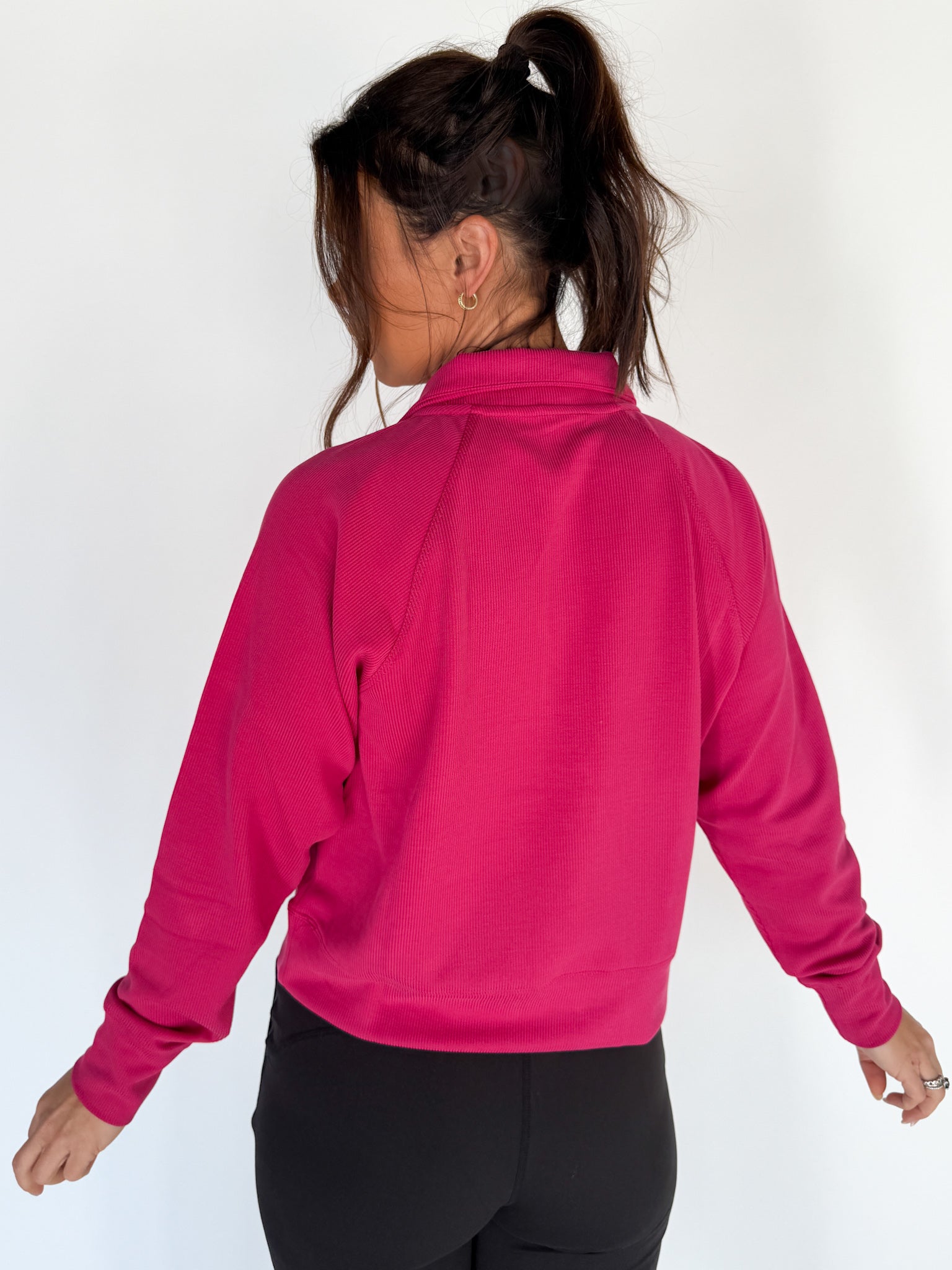 Luxe Ribbed 3/4 Zip-Pink - Ana Patricia Boutique