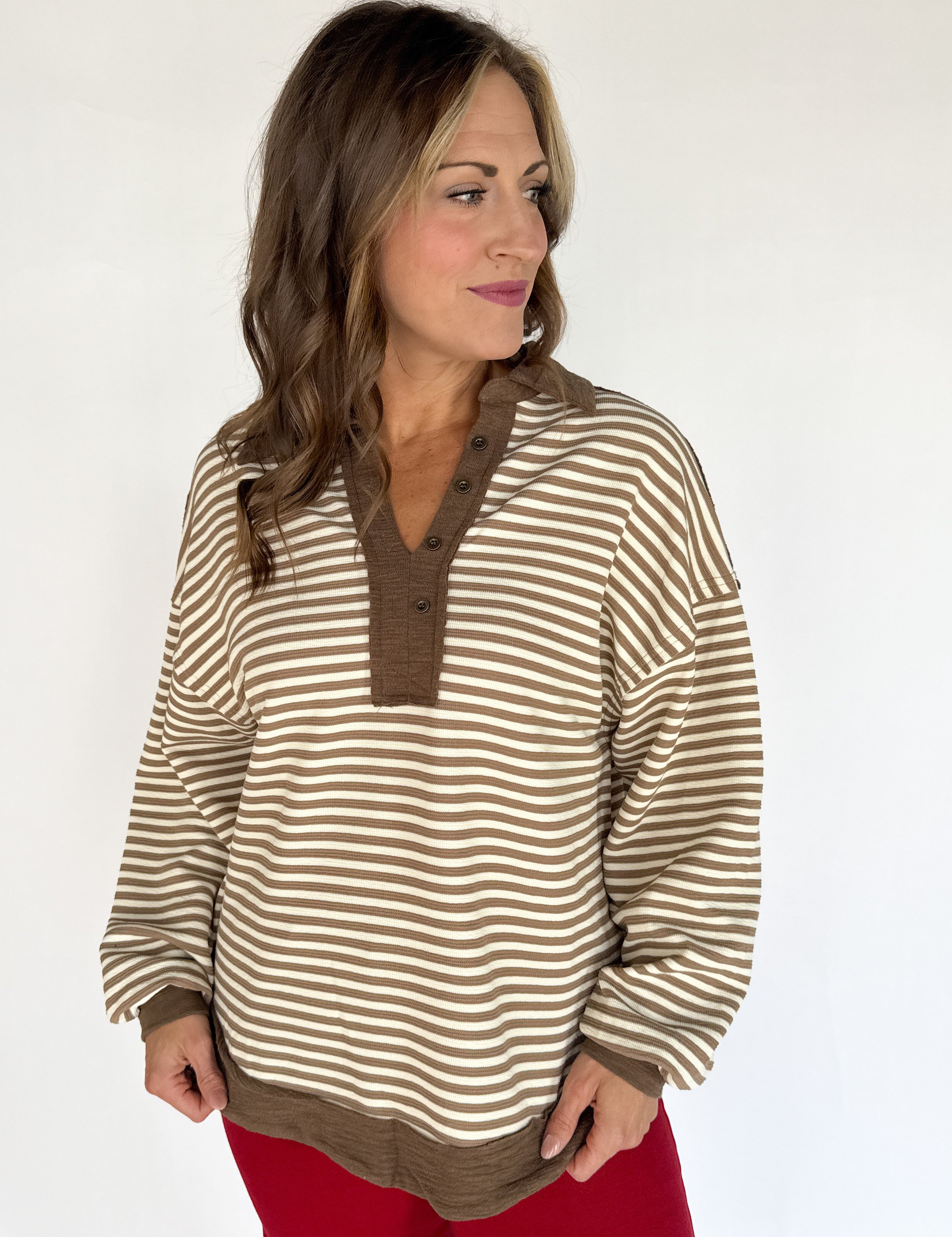 Slub Knit Top- Mocha - Ana Patricia Boutique
