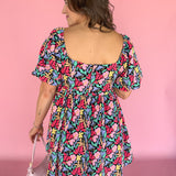 Floral Print Square Neck Dress - Ana Patricia Boutique