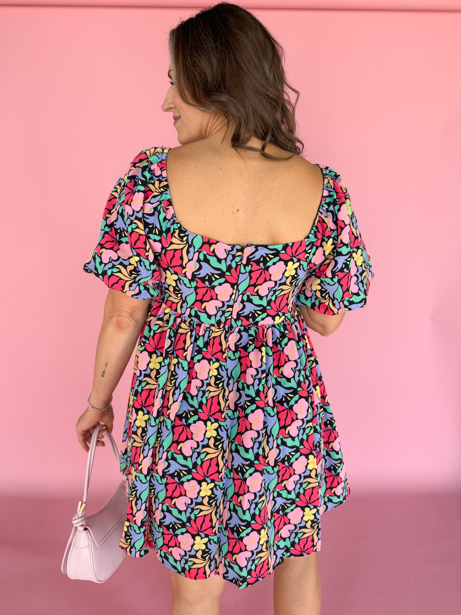 Floral Print Square Neck Dress - Ana Patricia Boutique
