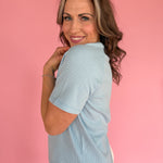 Textured Stripe Tee- Blue - Ana Patricia Boutique