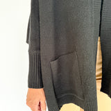 Open Front Bat Wing Cardigan- Black