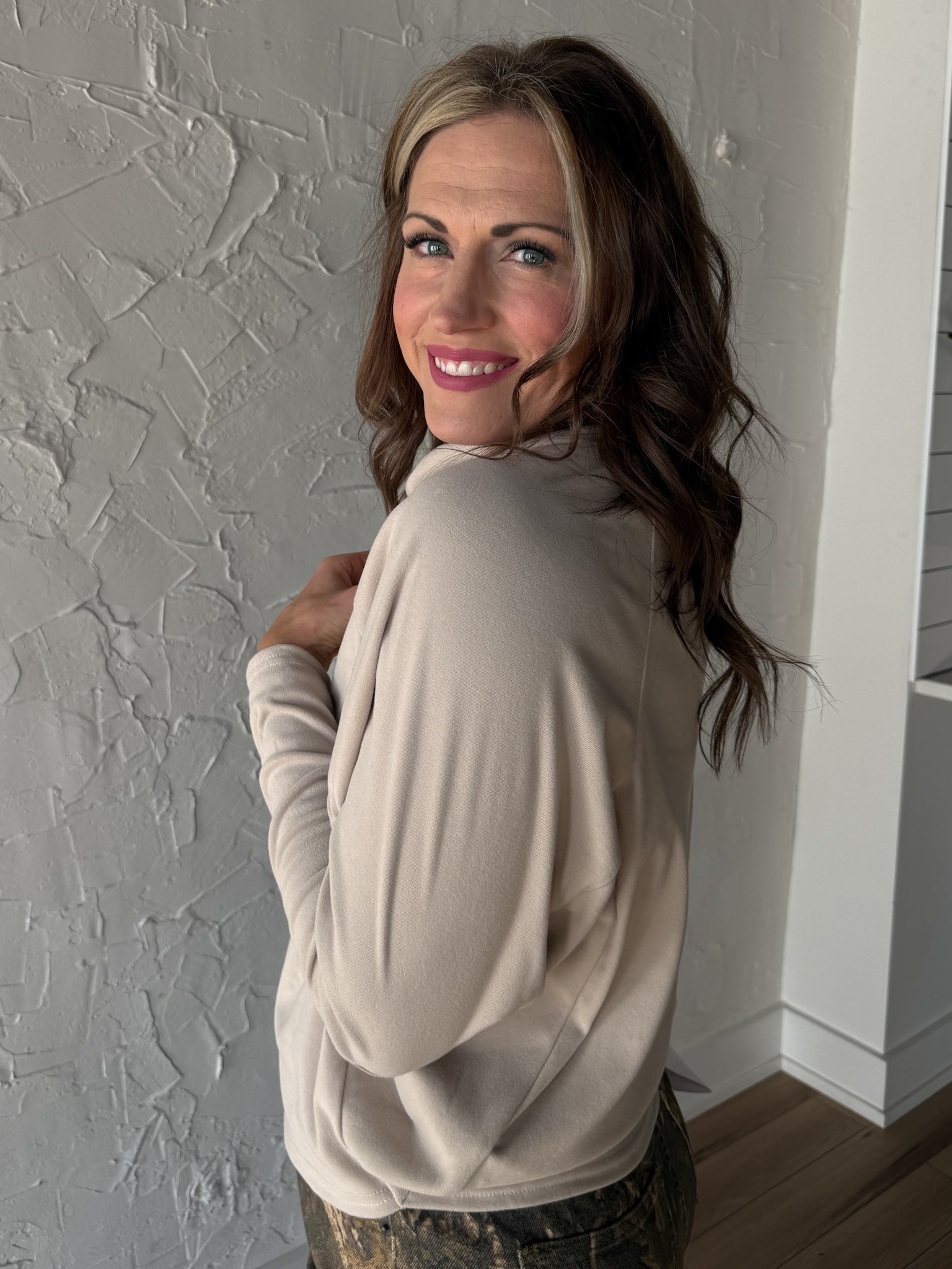Brushed Cowl Neck Top- Cream - Ana Patricia Boutique