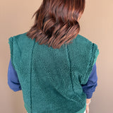 Sherpa Stand Collar Vest- Green
