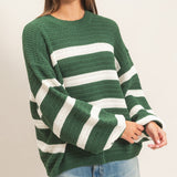 Striped Oversized Sweater- Green