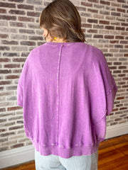 Patched Flower Pullover- Orchid