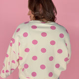 Polka Dot Crewneck-Cream/Pink
