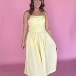 Strapless Midi Dress-Yellow - Ana Patricia Boutique
