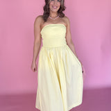 Strapless Midi Dress-Yellow - Ana Patricia Boutique