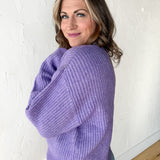 Ribbed Crewneck Sweater- Purple