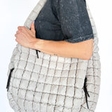 Puffer Hobo Tote Bag: Grey