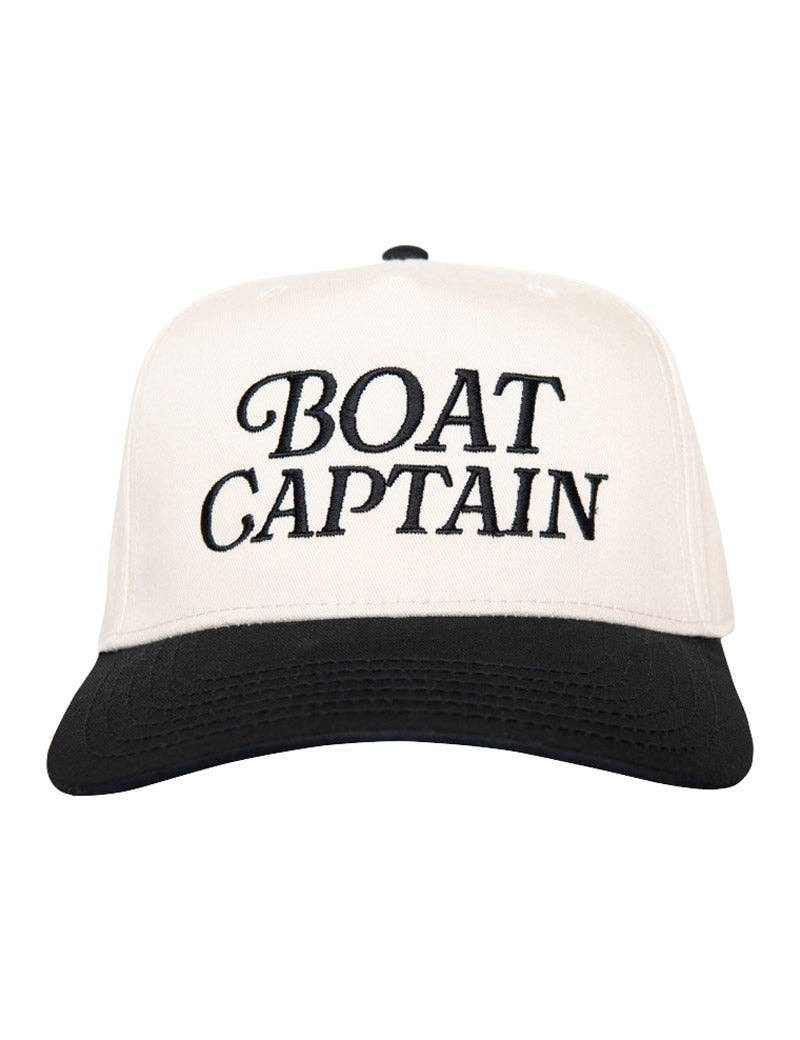 Boat Captain Two-Toned Retro Hat: Black and Tan - Ana Patricia Boutique