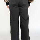 Pintuck Wide Leg Denim - Black