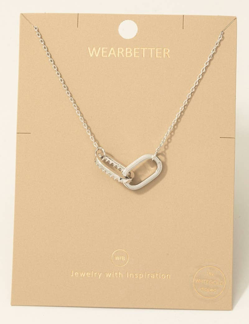 Pave Oval Link Pendant Necklace