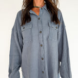 Mineral Wash Shacket-Deep Navy - Ana Patricia Boutique