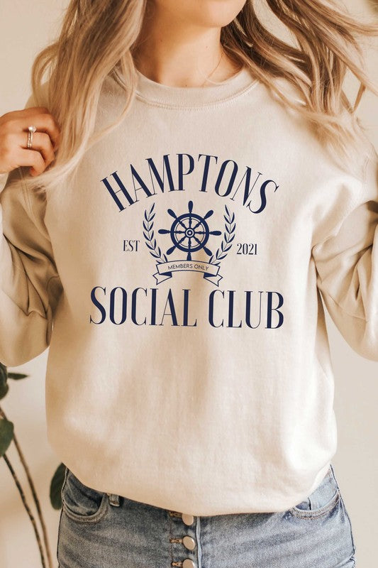 Hamptons Social Club Sweatshirt- Sand/Navy