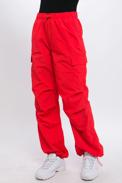 Parachute Cargo Pants- Red