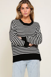 Hold the Line Striped Sweater - Black/White