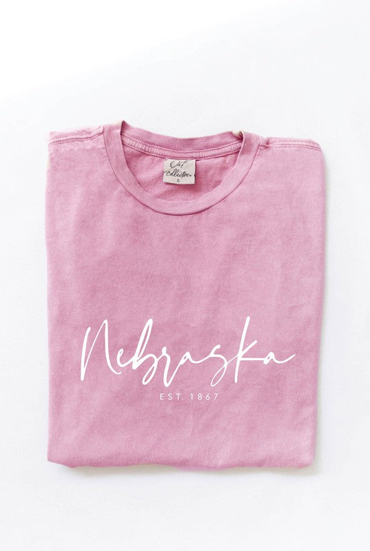Nebraska 1867 Tee- Flamingo Pink