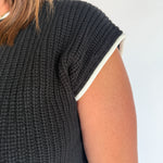 Contrast Trim Sweater Top- Black - Ana Patricia Boutique