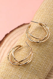The Edna Triple Hoop Earrings-Gold