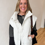 Oversized Puffer Vest- Cream
