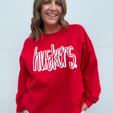 Huskers Puff Crewneck- Red