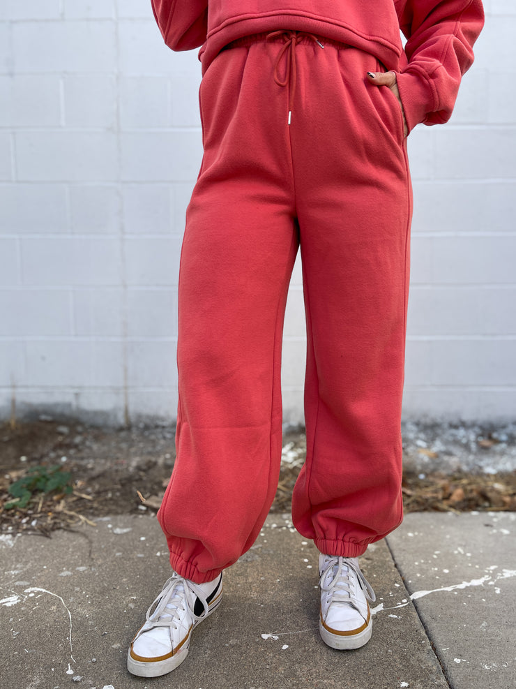 Simple Sweatpants- Coral