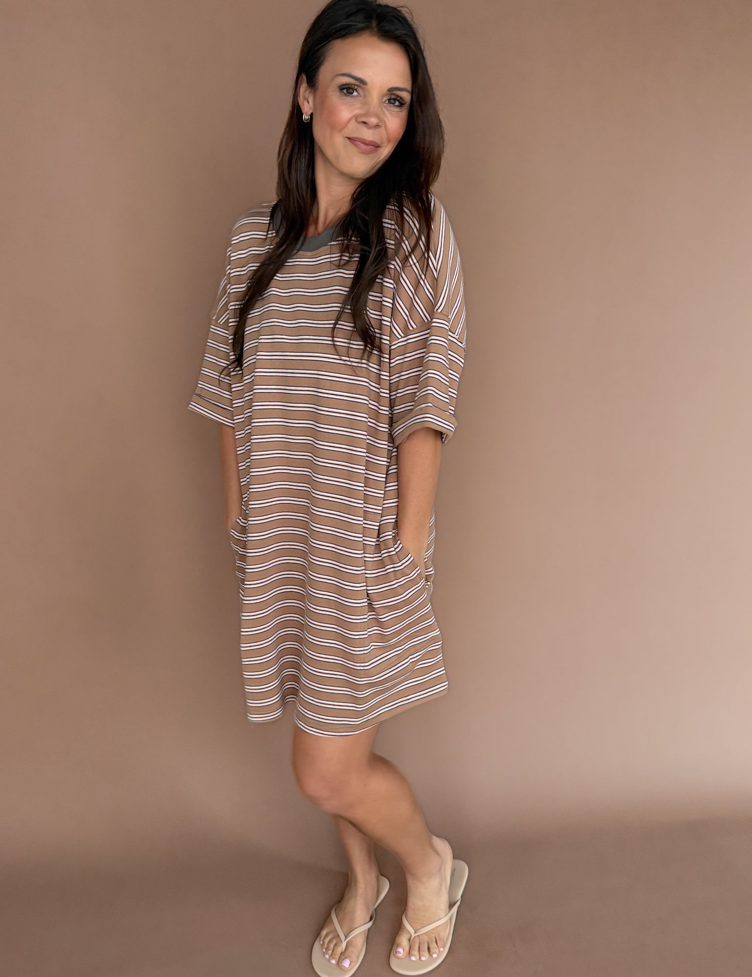 Stripe Knit Pullover Big Top Dress - Ana Patricia Boutique