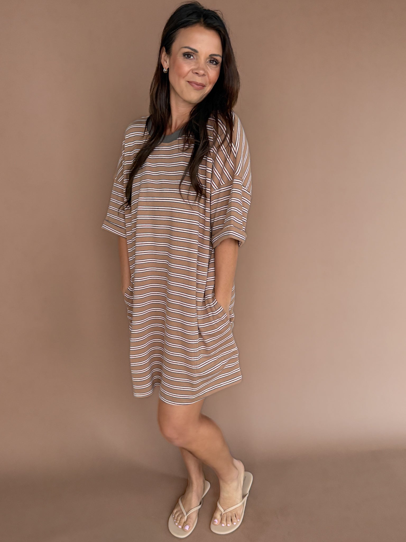 Stripe Knit Pullover Big Top Dress - Ana Patricia Boutique