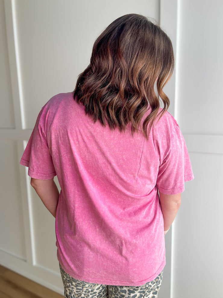 Leopard Cherry Tee- Pink