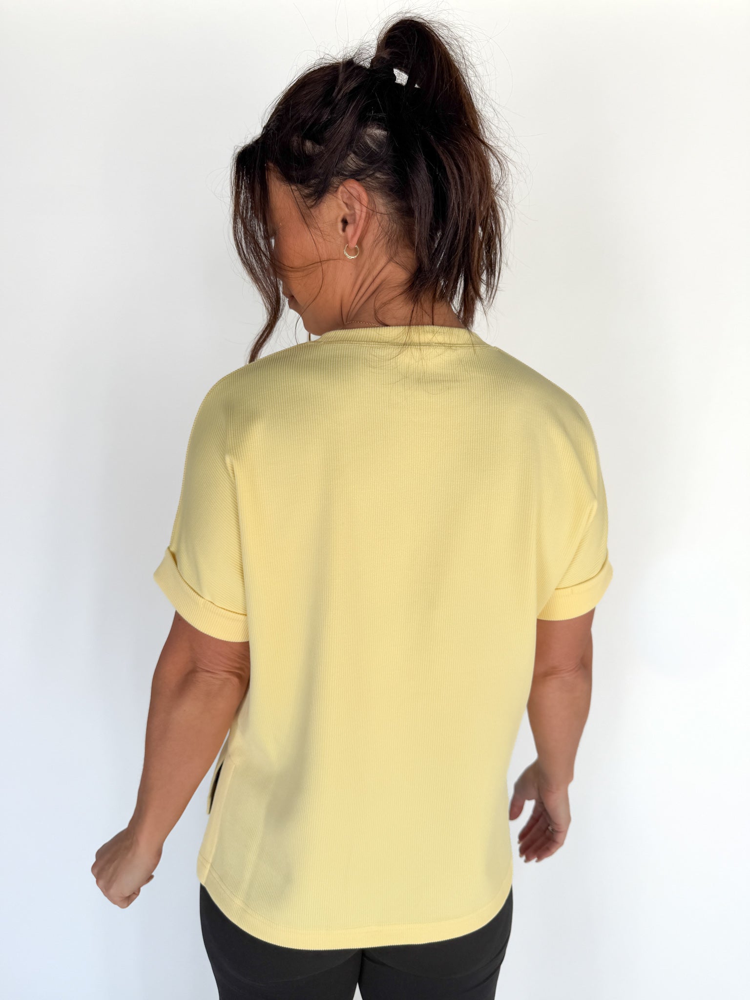 Luxe Ribbed Lounge Tee-Yellow - Ana Patricia Boutique