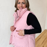 High Collar Padded Vest- Pink - Ana Patricia Boutique