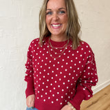 Polka Dot Sweater- Red