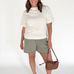 Crew Neck Short Sleeve Top- Cream - Ana Patricia Boutique