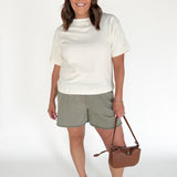 Crew Neck Short Sleeve Top- Cream - Ana Patricia Boutique