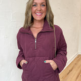 Quilted Half Zip Jacket- Cherry