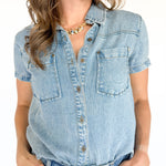 Chambray Button Up Top - Ana Patricia Boutique