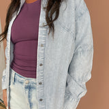 Chambray Striped Button Down-Light - Ana Patricia Boutique