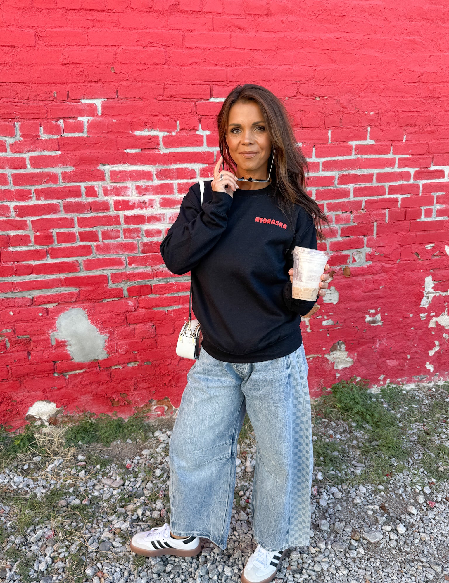 Nebraska 8 Ball Crewneck- Black - Ana Patricia Boutique