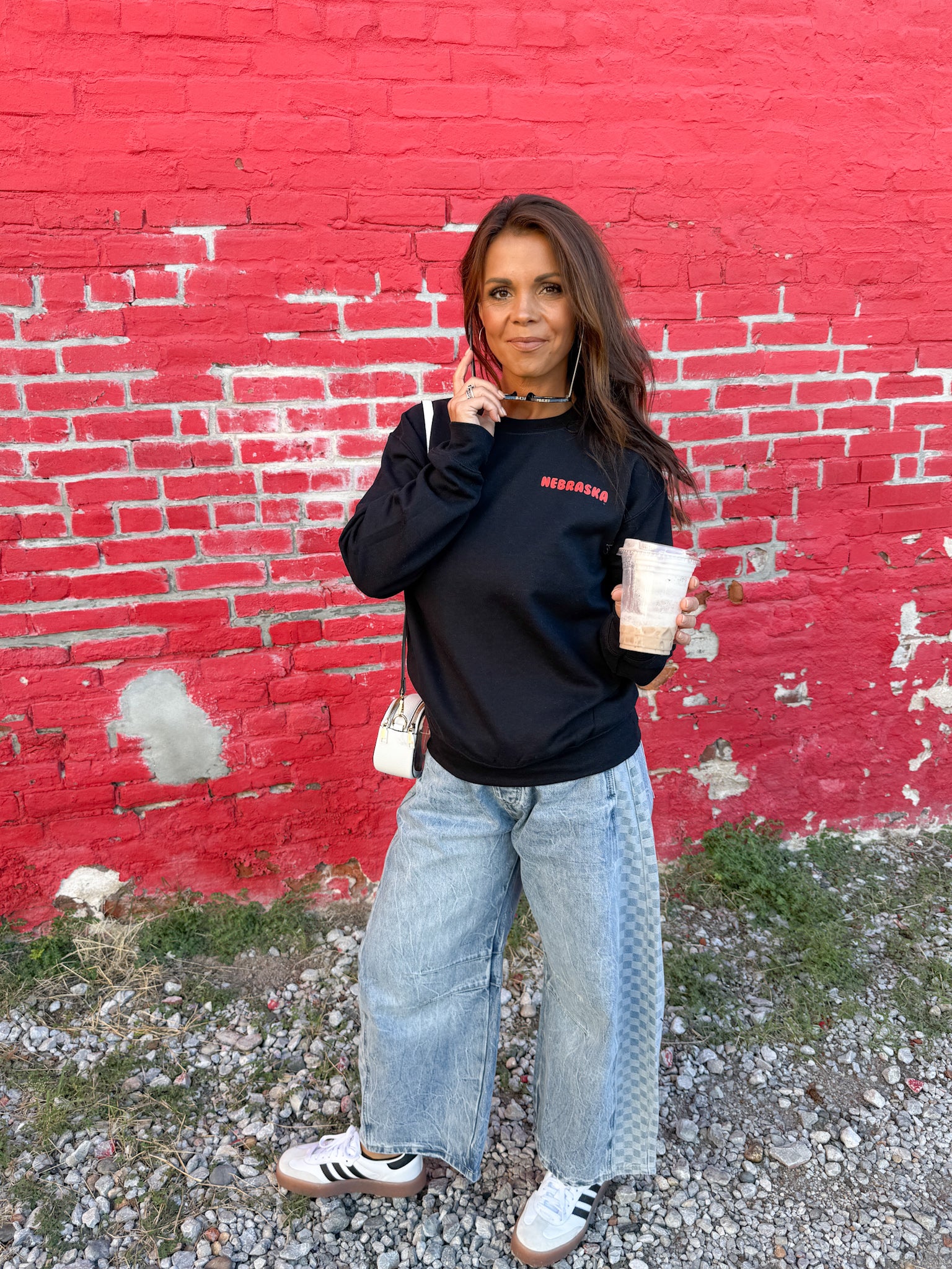 Nebraska 8 Ball Crewneck- Black - Ana Patricia Boutique