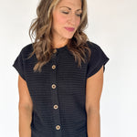 Button Down Cardigan Top- Black - Ana Patricia Boutique