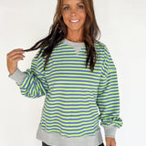 Stripe Comfy Pullover-Green/Blue